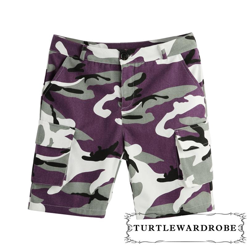 purple camo cargo shorts