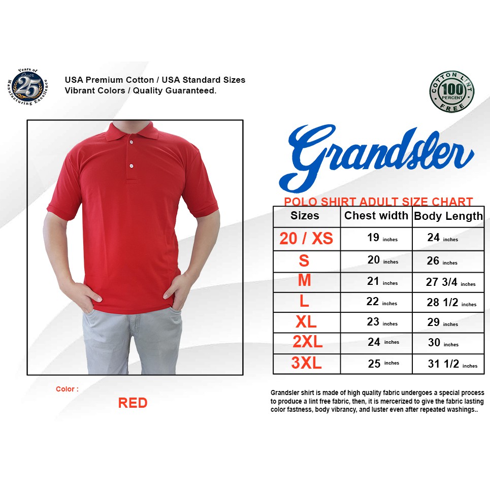 Adult Polo Shirt Plain (Red) | Shopee Philippines