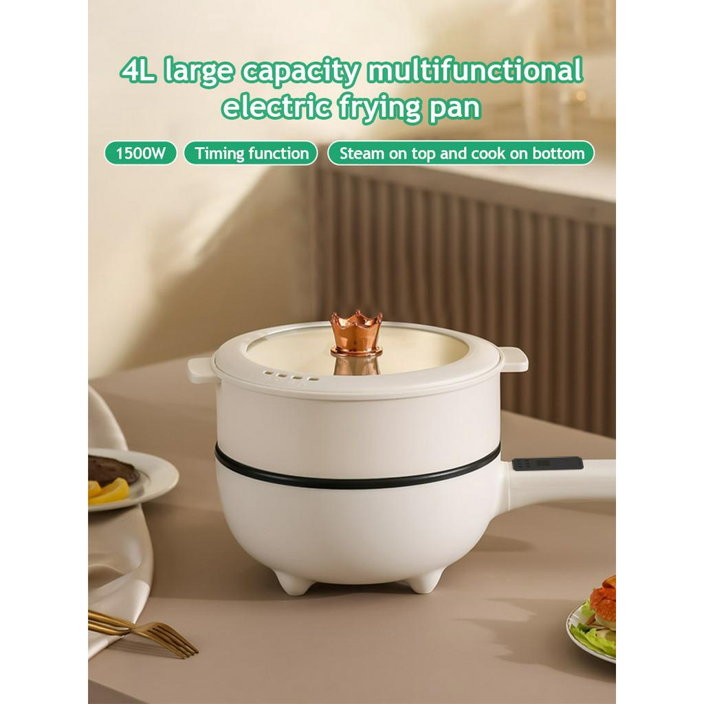ICON Electric Frying Pan 2Layer Cooker Multifunctional Rice Cooker Non Stick Mini Pot With Steamer - Image 3
