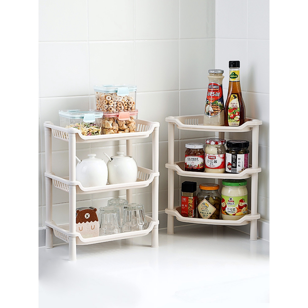 Home Tabletop Storage Rack Three Story Kitchen Rack Bathroom Corner Cosmetics Rack Storage Shelf Sto Shopee Philippines