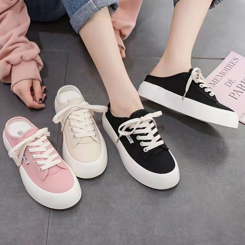 New Korean Half Shoes Sneakers Thick Sole Slip On Shoes for Women ...