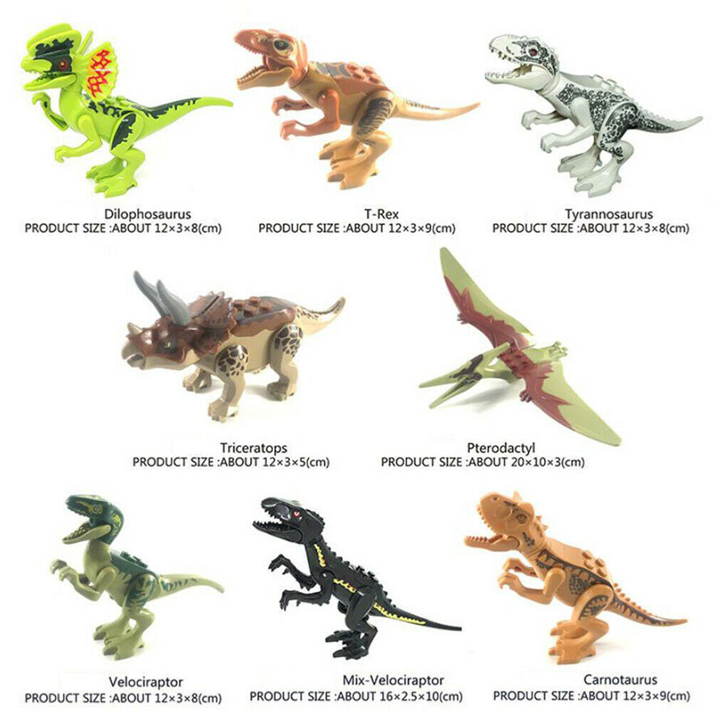 16PCS Dinos fit Jurassic World Lego Dinosaur Tyrannosaurus TRex Park Raptor Toy 