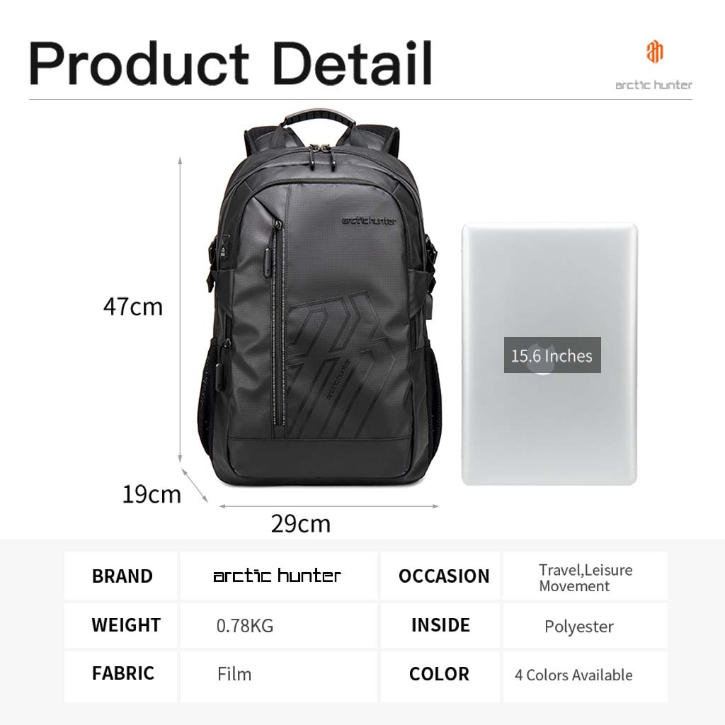 Arctic Hunter  Tough Men Series B00387  water resistant Anti Theft Back Pack - Image 6