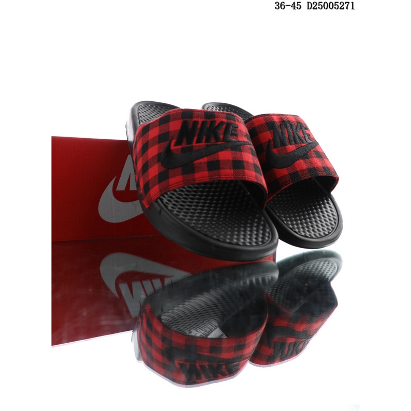 nike slippers black and red