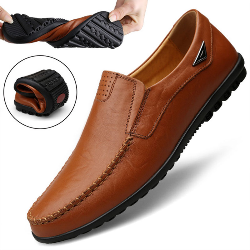 genuine leather slip on shoes