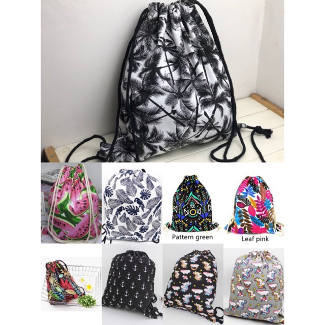 printed canvas drawstring bags