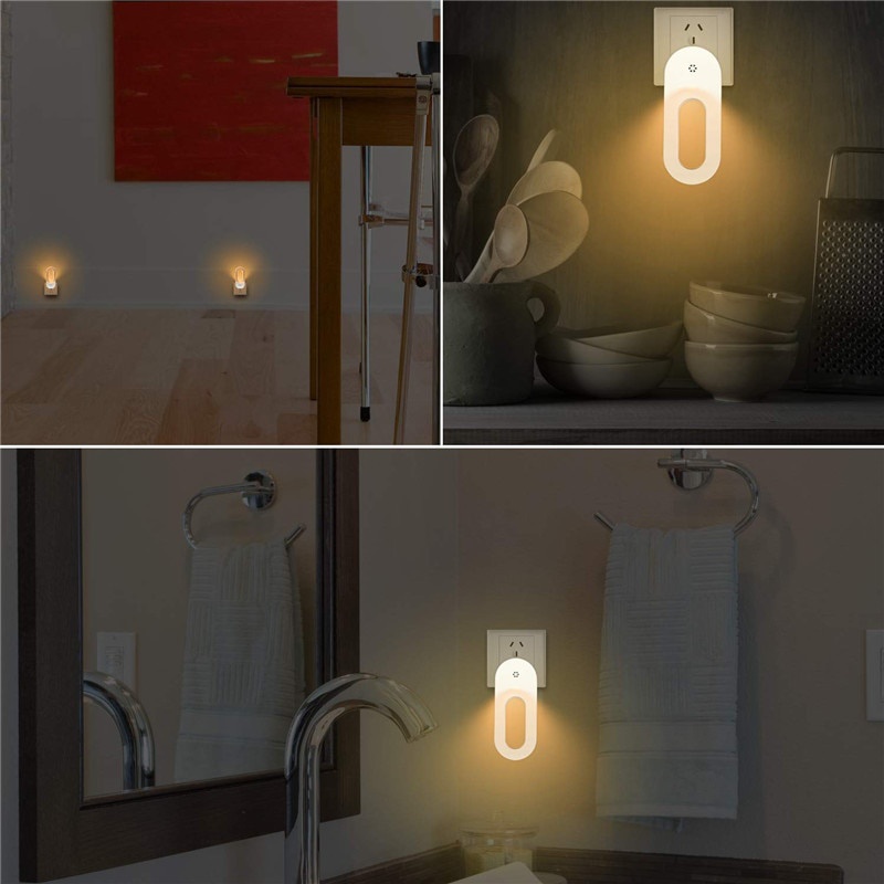 2021 Night Light Warm White LED Night Lights Dusk to Dawn Sensor for Bedroom Bathroom Kitchen Corridor Stairs