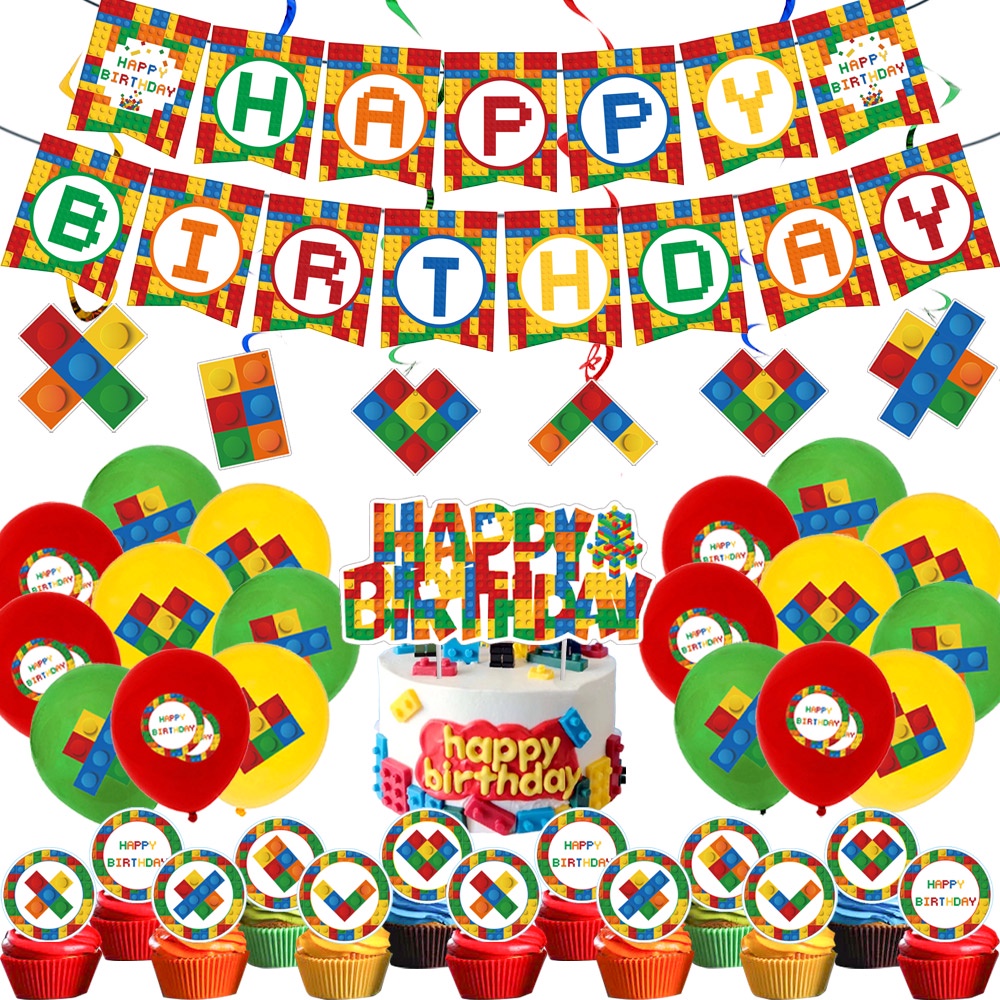 Lego blocks Theme Birthday Party Range Girls Toys Childrens Decorations ...