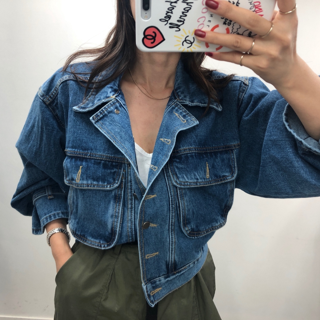 short sleeve denim jacket ladies