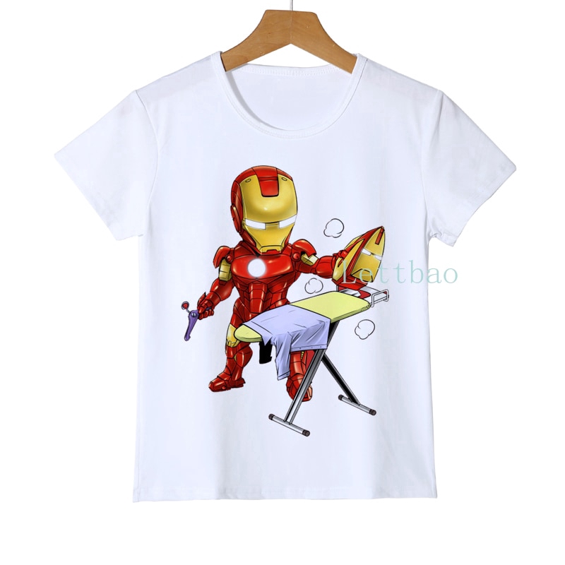Funny Iron Man Cartoon Boy Girl T-Shirt Avengers Iron Man TShirt Suprehero  Teen Short Sleeve TShirt | Shopee Philippines