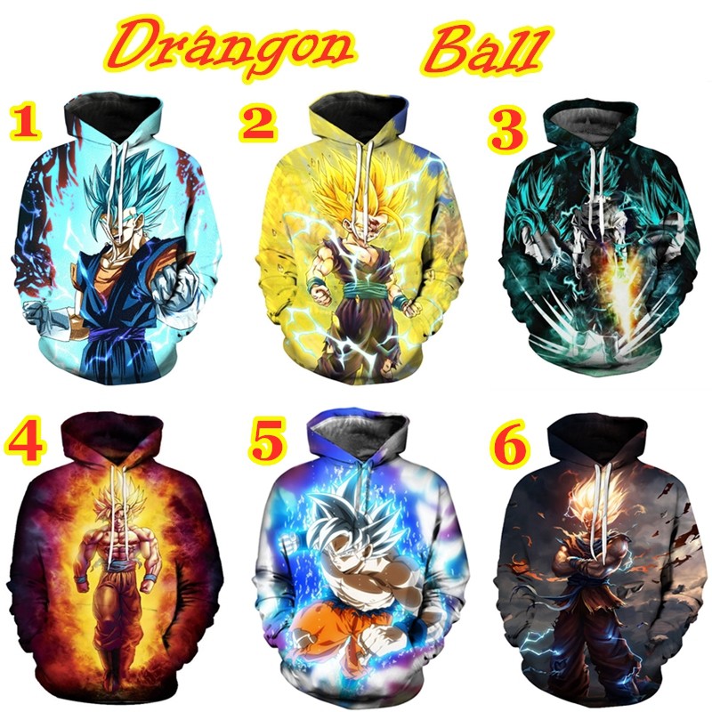 Dragon Ball Z Hoodie Unisex Casual Top Son Goku Jacket 3d Printed Vegeta Sweatershirt Shopee 6627