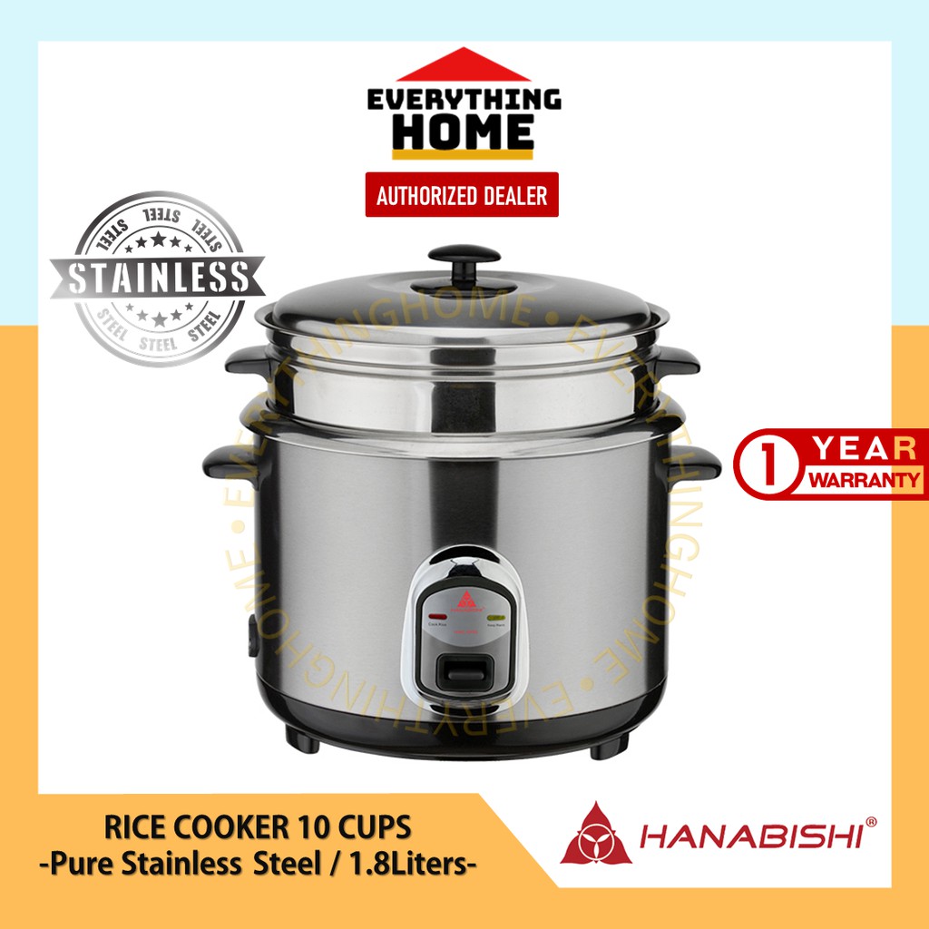 Hanabishi Automatic Rice Cooker 1.8 Liters Pure Stainless Steel / HHRC