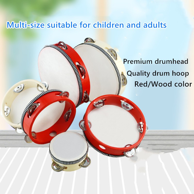 Random Color 1x Musical Tambourine Drum Round Percussion Gift for KTV Party 15cm 