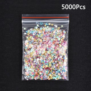 5000Pcs Mixed Glitter Heart Star Flower Sequins Stickers Decals Nail Art DIY 3mm