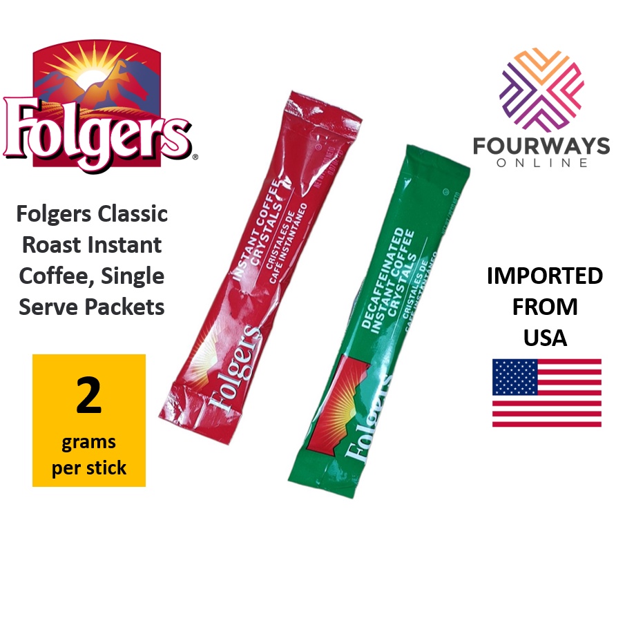 Folgers Classic Roast Instant Coffee, Single Serve Packets Shopee