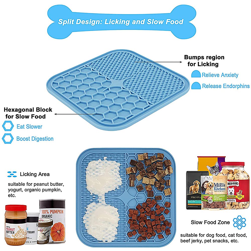 Silicone Dog Lick Mat Pet Lick Pad Slow Feeding Mat with scraper Cats
