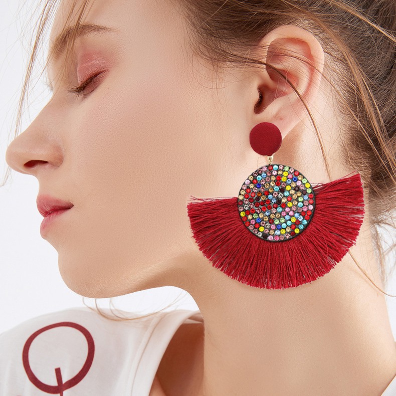 Bohemian Large Tassel Earrings Women Handmade Fringe Earrings Statement Jewelry