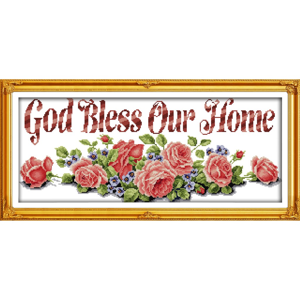 Z601 God Bless Our Homes 11CT, 75x35cm Stamped/Printed Fabric Cross