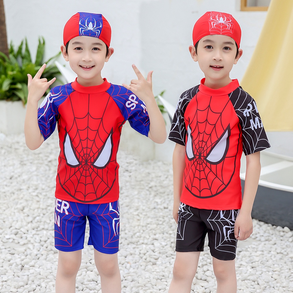 Kid Boy SwimSuit Set Children Swimwear Split Dinosaurs Spiderman