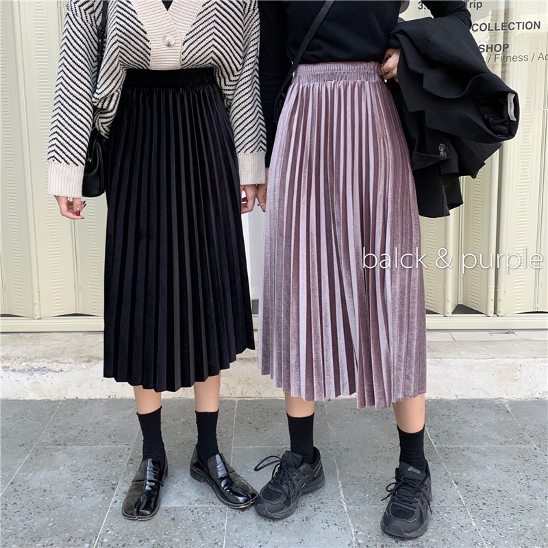 mid length velvet skirts