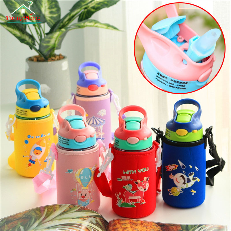 Children's Straw Cup Cartoon Cute Bottle Kids Tumbler with Straw Spill