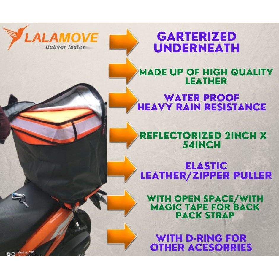 LALAMOVE BAG COVER WATERPROOF With strap and side release for barier