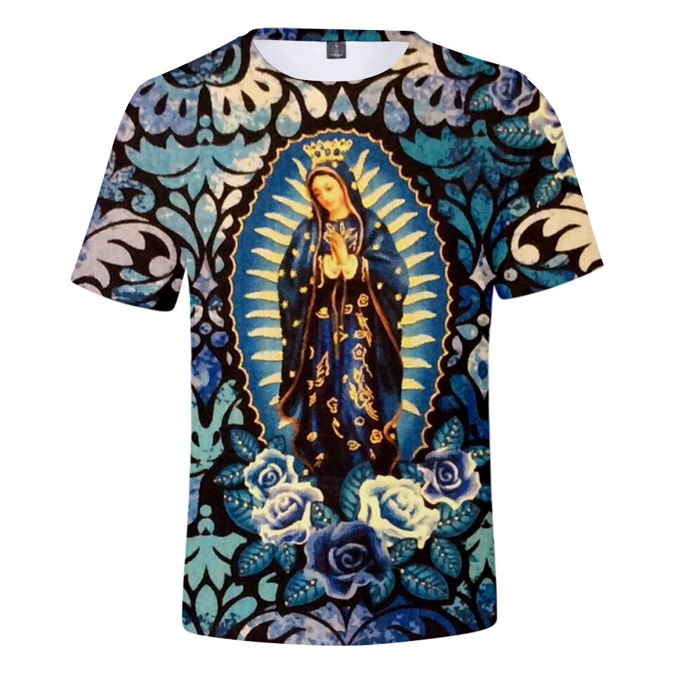 Lady Of Guadalupe Mary Catholic Women Men T-Shirt 3D Print Short Sleeve Tee Tops