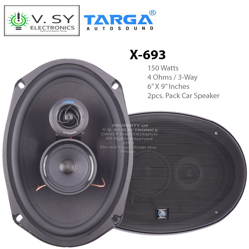 Van toepassing zijn schakelaar maagd 2pcs. Set Targa X-693 150W 4 Ohms 6 x 9 Inches 3-Way Car Audio Speaker Auto  Sound System Oval X693 X | Shopee Philippines
