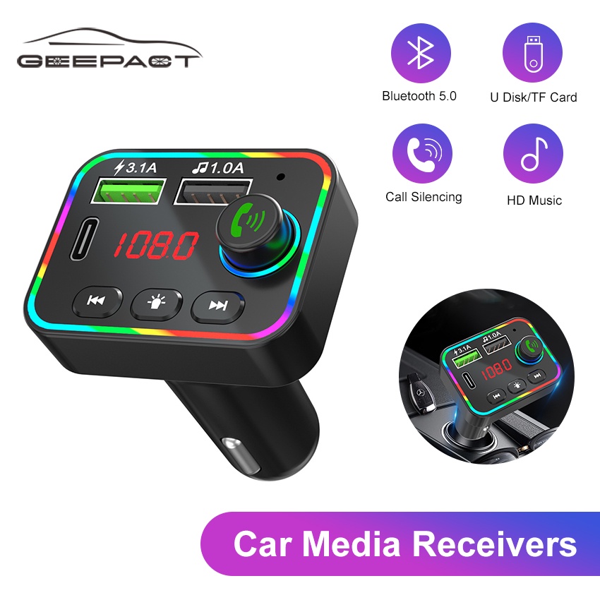 （Hot）Geepact 3.1A Quick USB Car Charger Bluetooth Car Bluetooth Receiver	Transmitter Aux Modulator H