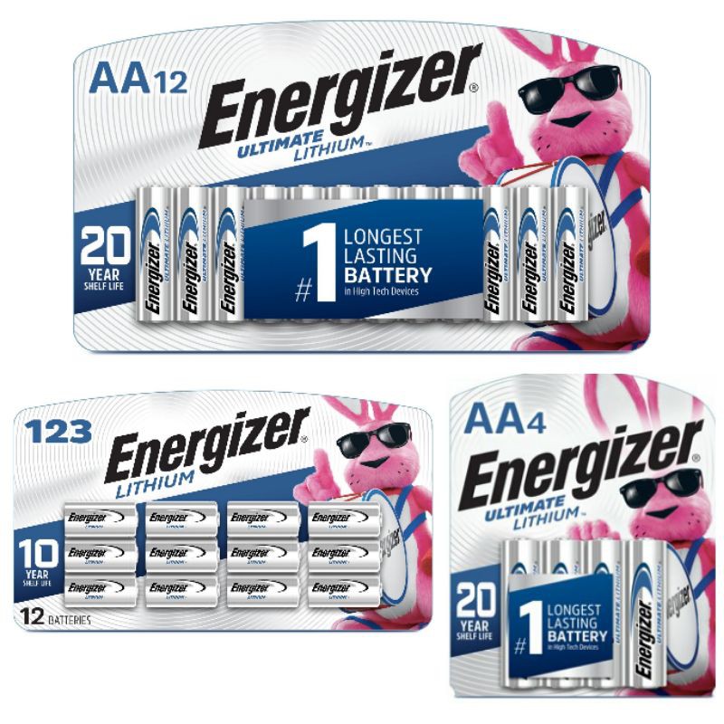 Energizer Ultimate Lithium AA/AAA/123/9v Batteries, 20 Yrs Shelf Life