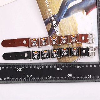 flowersqueen Japan Anime One Piece Luffy Pirate Logo Leather Bracelet Cosplay Punk Rock Sign Men Goth Bracelets #6