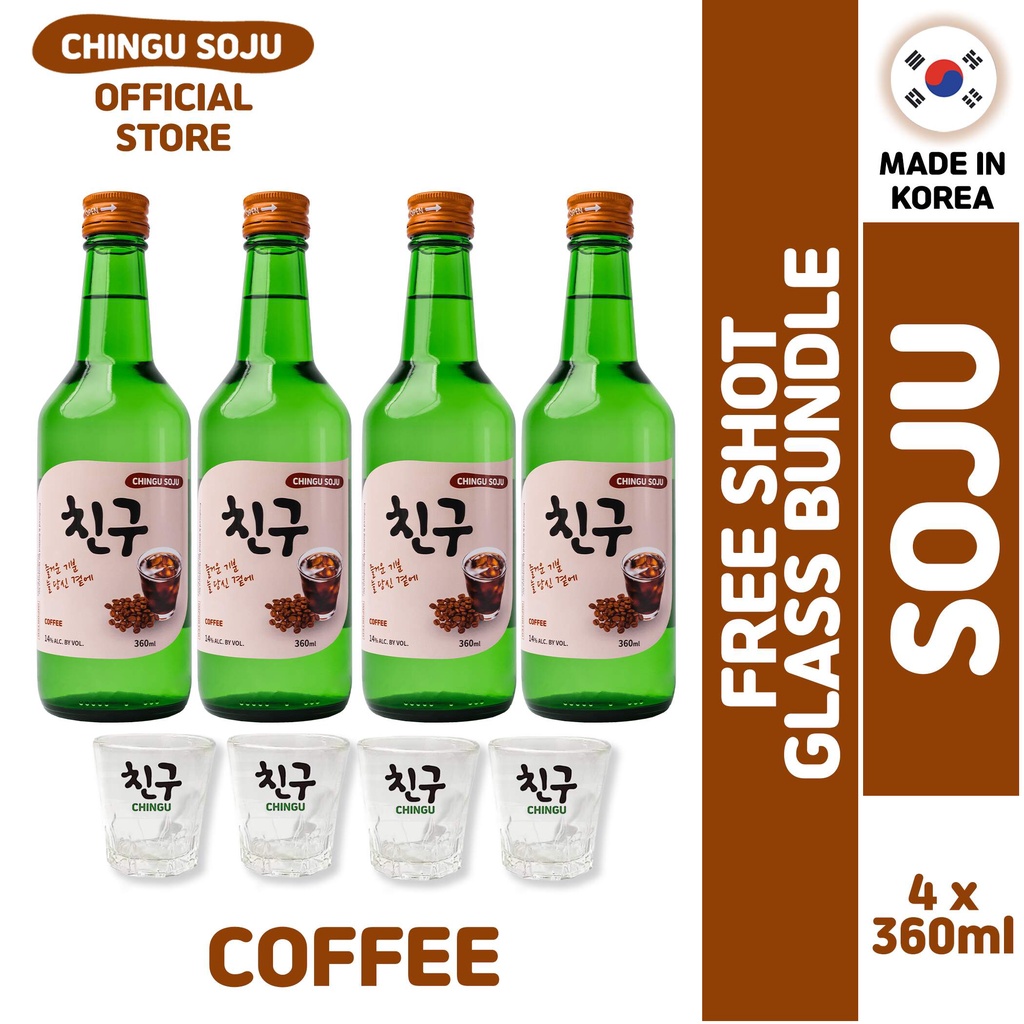 Chingu Soju Coffee 360ml 4 Bottles With 4 Soju Glasses Shopee Philippines