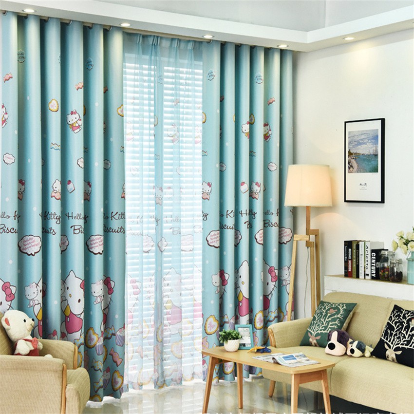 Blue Hello Kitty Curtain Kids Curtain Drapes For Living Room