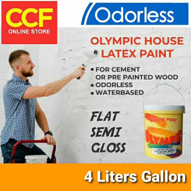 House Latex Paint Odorless White 4 Liter Olympic Shopee Philippines