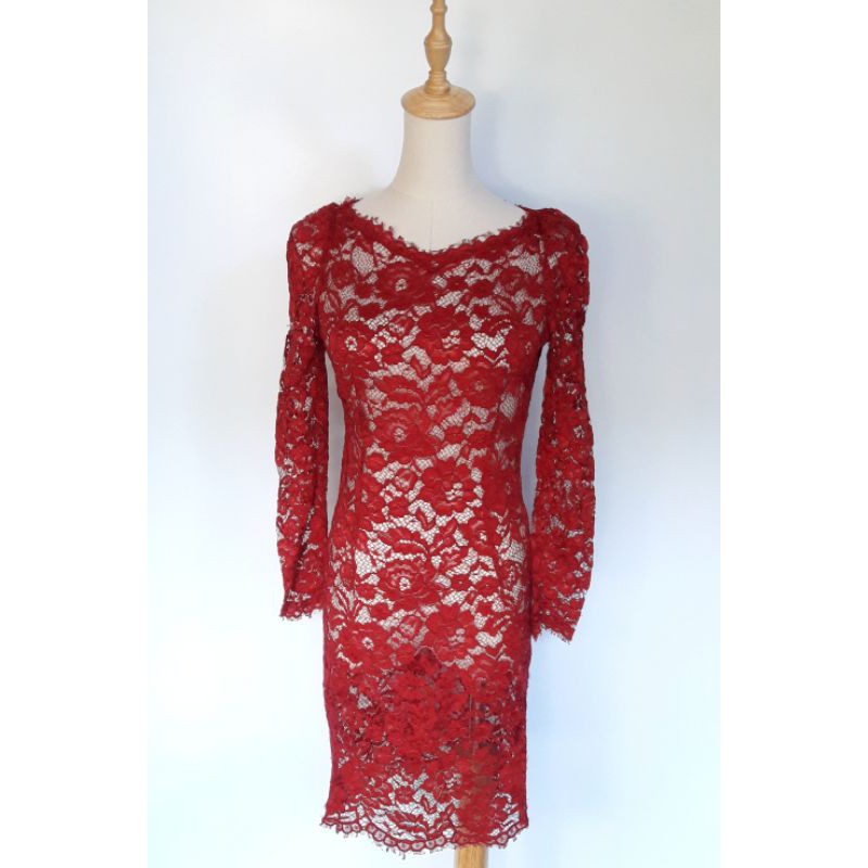 long red lace dress