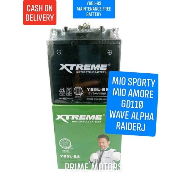 MOTORCYCLE BATTERY (YB5LBS) MIO SPORTY/AMORE/GD110/WAVE ALPHA/RAIDERJ