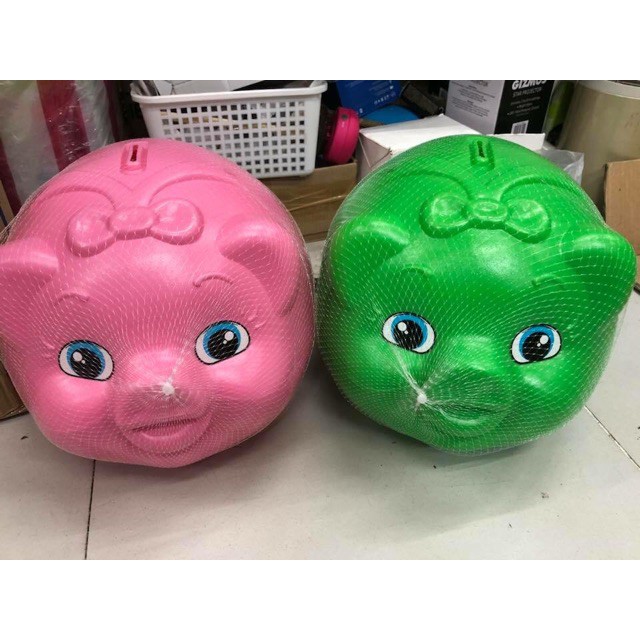 large plastic pink piggy bank