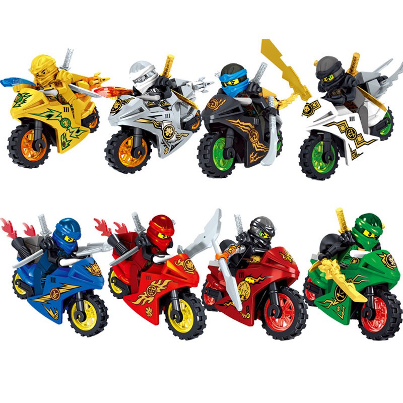 8PCS Minifigures Ninja Mini Figures Fits Lego Ninjago Motorcycle Set Boy Gifts 