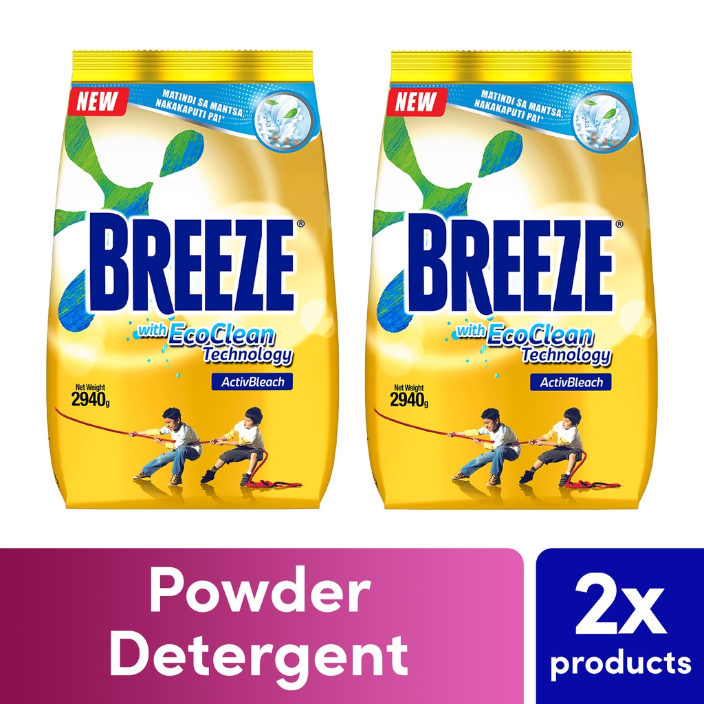 Breeze Laundry Powder Detergent ActivBleach 2.94kg Pouch 2x Shopee