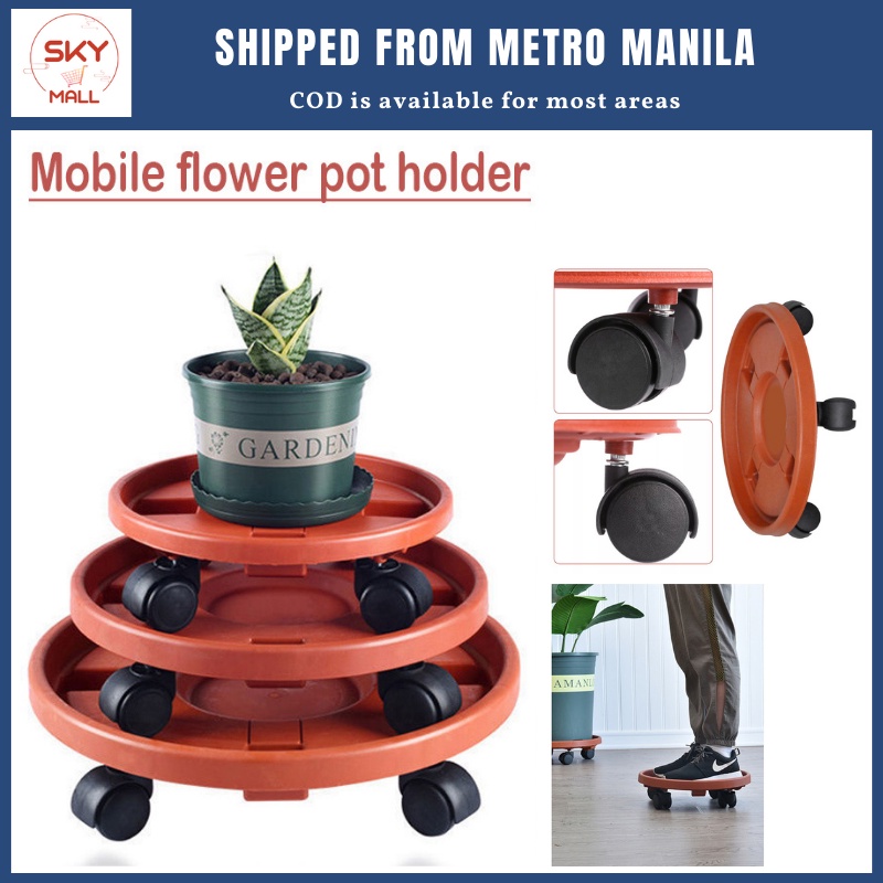 Movable Plant Stand Flower Pot Tray with Universal Wheel Flower Pot