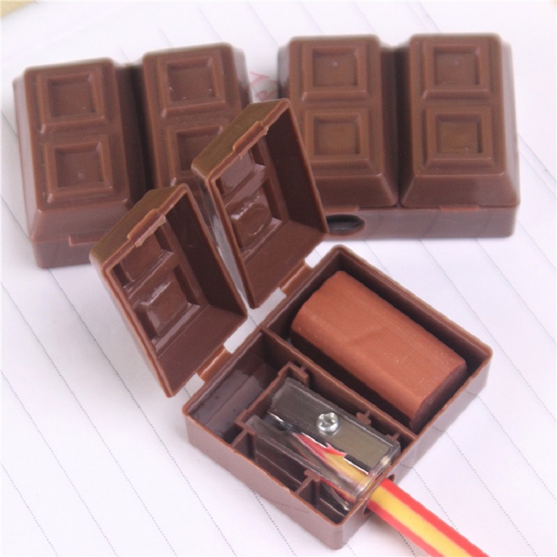 Creative Chocolate Pencil Sharpener With Eraser For Kids Students