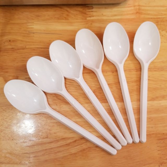 Porcelain white plastic spoons 1 time (100c / pack) Shopee Philippines