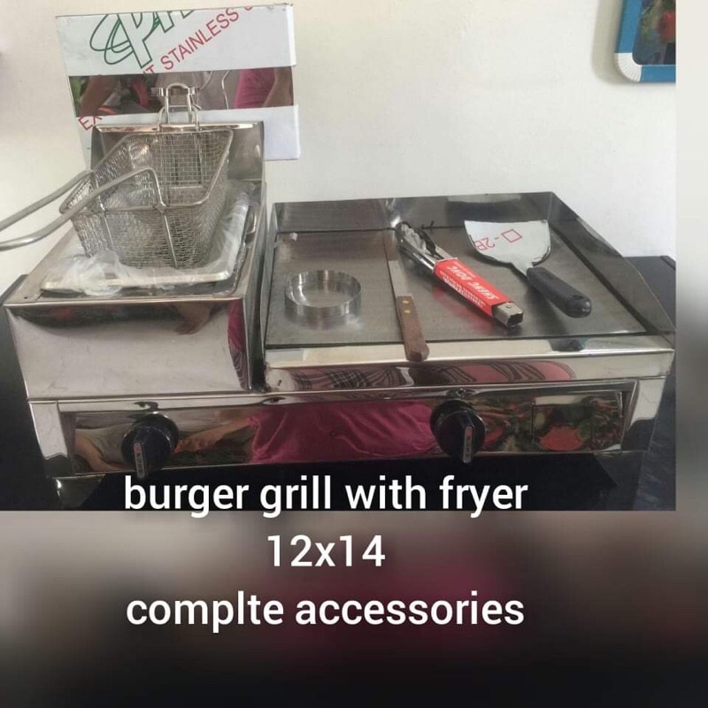 12x14 BURGER GRIPLL WITH DEEP FRYER. stainless steel makapal. Shopee