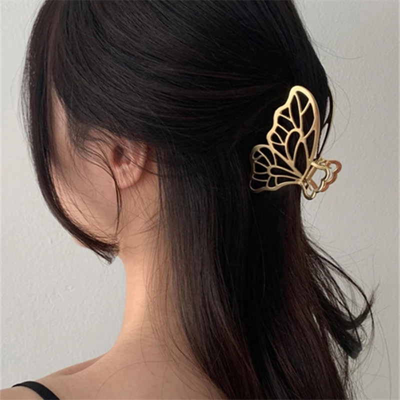 Large Butterfly Geometric Hair Clip Barrette Hair Claw Clamp Pearl Metal Hairpin