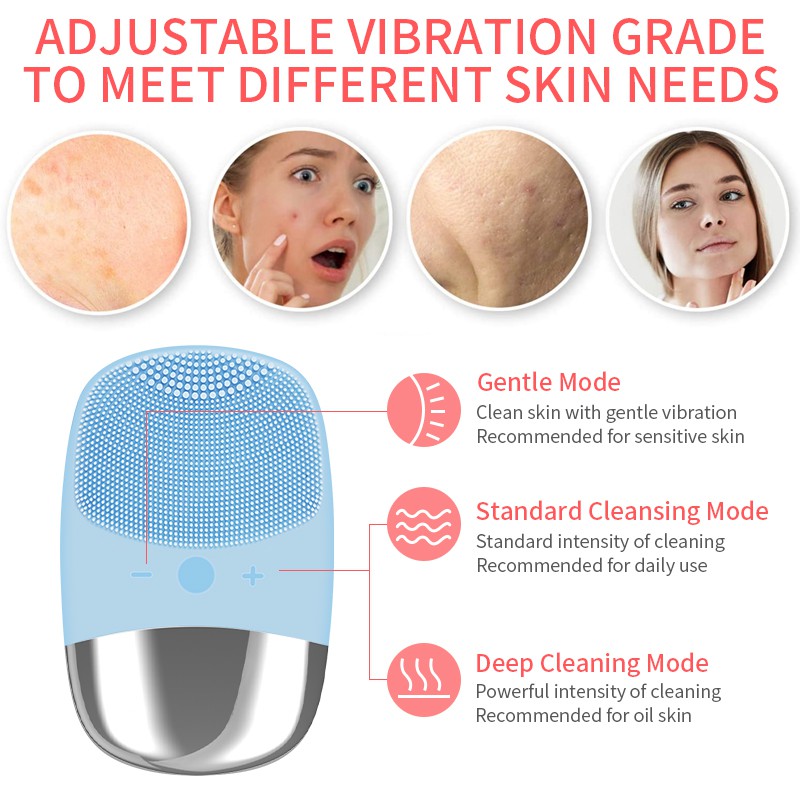 ANLAN Silicone Electric Facial Cleansing Brush Sonic Face Massager Cleansing Brush