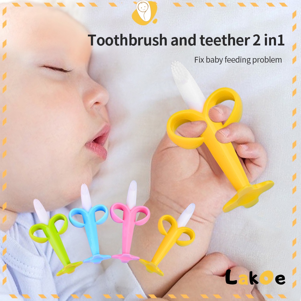 Lakoe Baby teether BPA free banana shape teether soft silicone Shopee