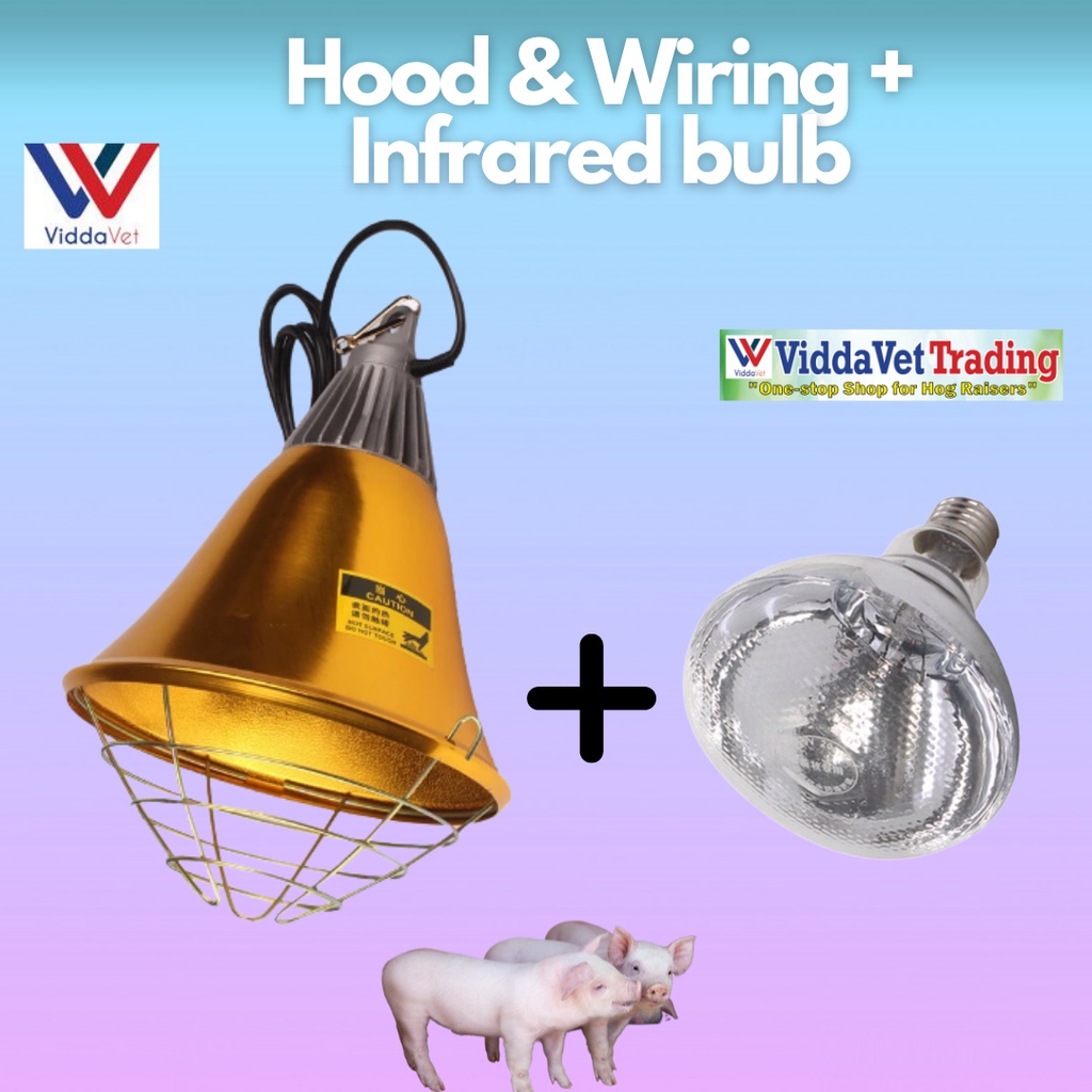 1 Set Golden heat lamp shade + infrared heat bulb Viddavet brooder lamp set with bulb brooding lamp #1