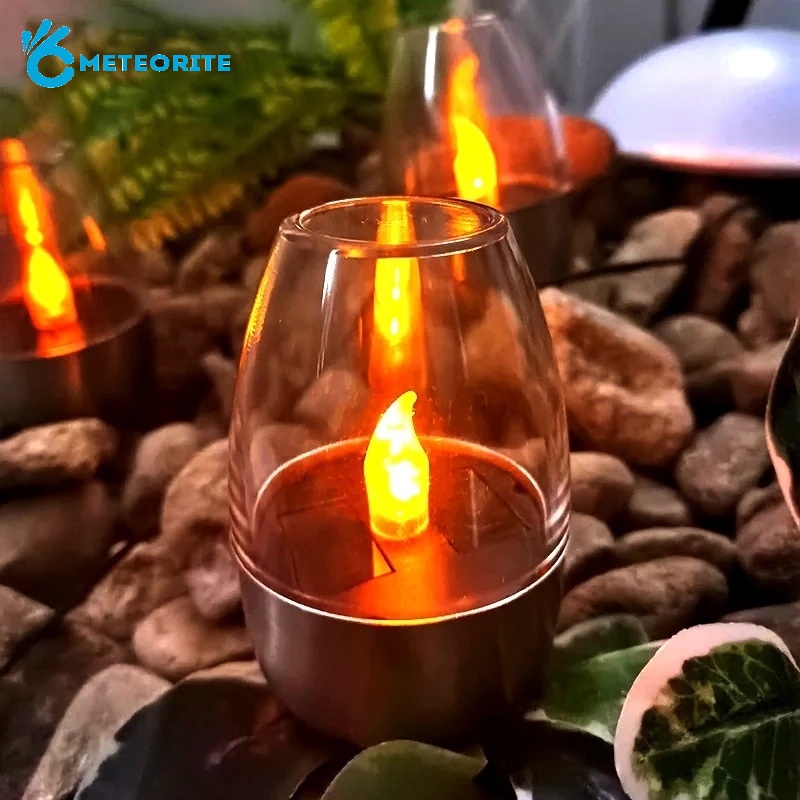 Outdoor Solar Stainless Steel Candle Light/ Garden Night Light for