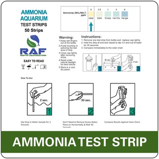 RAF Ammonia Instant Water Test Strips for Pool, Fresh & Salt Water Aquarium & Aquaponics  (50 Strips #3