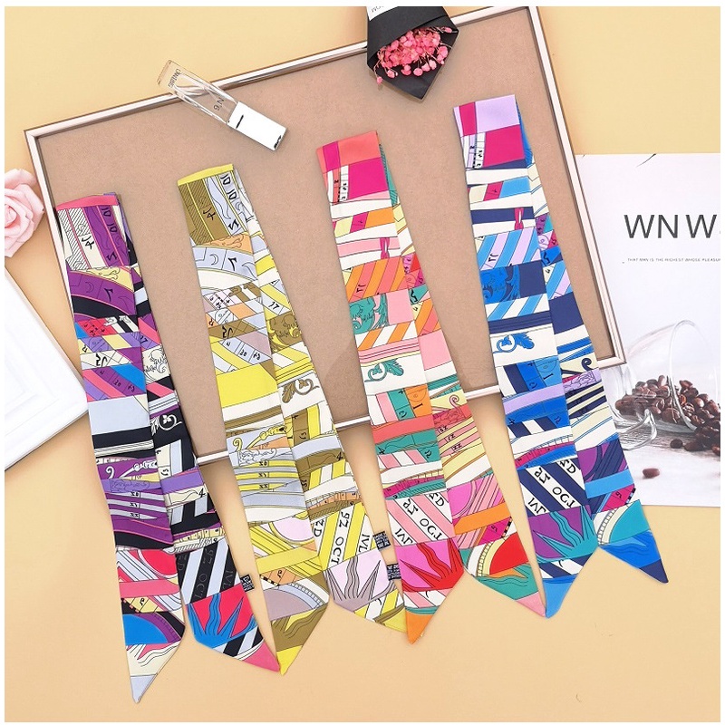 1 Piece Twilly Scarf for Bag Handle Korean Long Necked Scarf Decorated